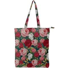 Roses Repeat Floral Bouquet Double Zip Up Tote Bag