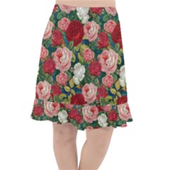 Roses Repeat Floral Bouquet Fishtail Chiffon Skirt