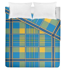 Plaid Tartan Scottish Blue Yellow Duvet Cover Double Side (queen Size)