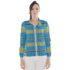 Plaid Tartan Scottish Blue Yellow Women s Windbreaker