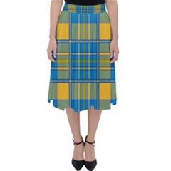 Plaid Tartan Scottish Blue Yellow Classic Midi Skirt by Nexatart