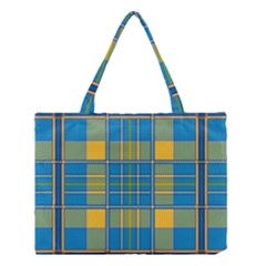 Plaid Tartan Scottish Blue Yellow Medium Tote Bag by Nexatart