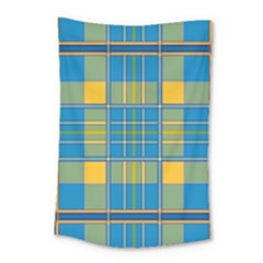 Plaid Tartan Scottish Blue Yellow Small Tapestry