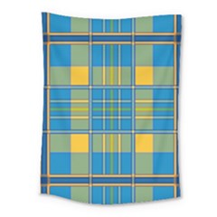 Plaid Tartan Scottish Blue Yellow Medium Tapestry