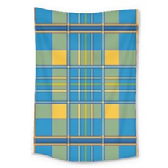 Plaid Tartan Scottish Blue Yellow Large Tapestry