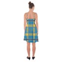 Plaid Tartan Scottish Blue Yellow Ruffle Detail Chiffon Dress View2