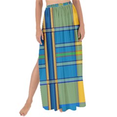 Plaid Tartan Scottish Blue Yellow Maxi Chiffon Tie-up Sarong by Nexatart