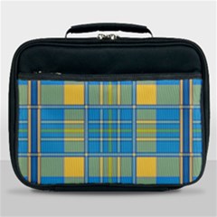 Plaid Tartan Scottish Blue Yellow Lunch Bag by Nexatart