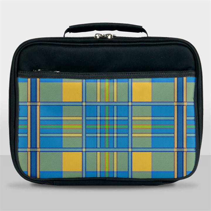 Plaid Tartan Scottish Blue Yellow Lunch Bag