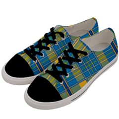 Plaid Tartan Scottish Blue Yellow Men s Low Top Canvas Sneakers by Nexatart