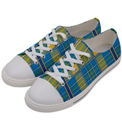 Plaid Tartan Scottish Blue Yellow Women s Low Top Canvas Sneakers by Nexatart