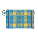 Plaid Tartan Scottish Blue Yellow Canvas Cosmetic Bag (Large) View1