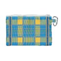 Plaid Tartan Scottish Blue Yellow Canvas Cosmetic Bag (Large) View2