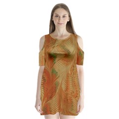 Mottle Color Movement Colorful Shoulder Cutout Velvet One Piece by Nexatart