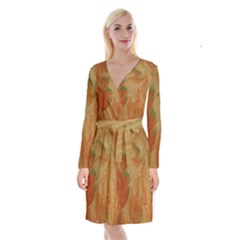 Mottle Color Movement Colorful Long Sleeve Velvet Front Wrap Dress