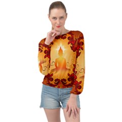 Buddah With Light Effect Banded Bottom Chiffon Top