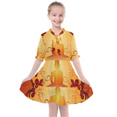 Buddah With Light Effect Kids  All Frills Chiffon Dress by FantasyWorld7