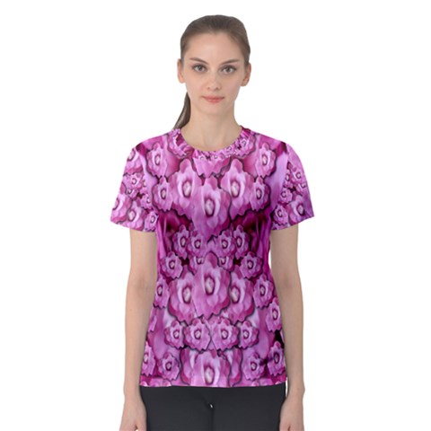 Happy Florals  Giving  Peace Ornate Women s Sport Mesh Tee by pepitasart