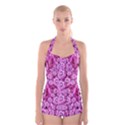 Happy Florals  Giving  Peace Ornate Boyleg Halter Swimsuit  View1