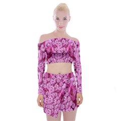 Happy Florals  Giving  Peace Ornate Off Shoulder Top With Mini Skirt Set