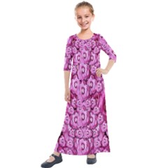 Happy Florals  Giving  Peace Ornate Kids  Quarter Sleeve Maxi Dress by pepitasart