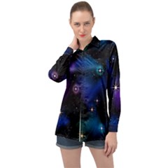 Serene Space Long Sleeve Satin Shirt