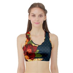 All Good Things - Floral Pattern Sports Bra With Border by WensdaiAmbrose