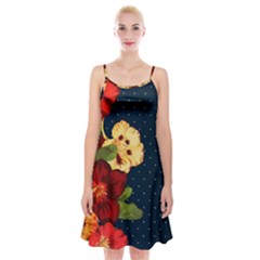 All Good Things - Floral Pattern Spaghetti Strap Velvet Dress by WensdaiAmbrose