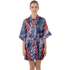 Summer Leaves Quarter Sleeve Kimono Robe