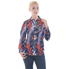 Summer Leaves Women s Long Sleeve Pocket Shirt