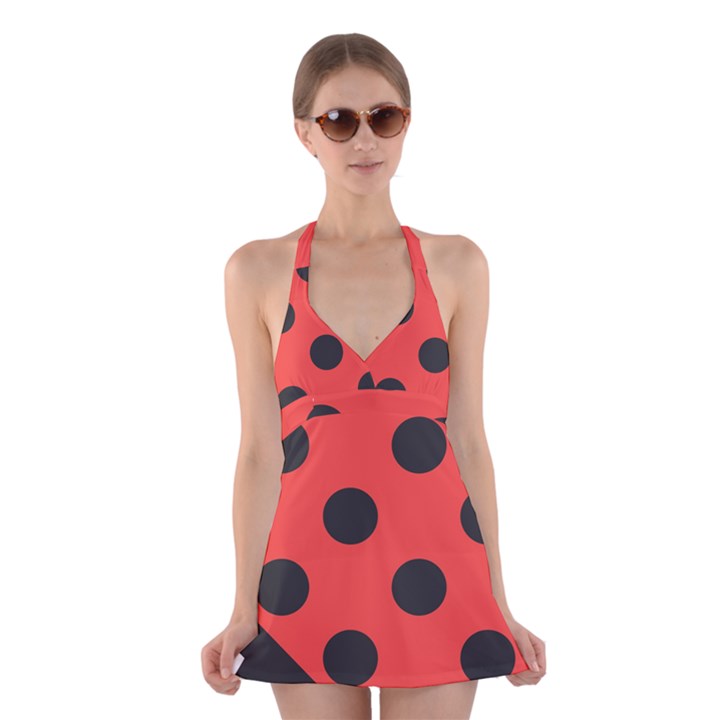 Bug Cubism Flat Insect pattern Halter Dress Swimsuit 