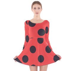 Bug Cubism Flat Insect Pattern Long Sleeve Velvet Skater Dress