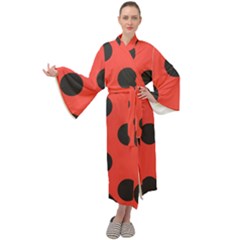 Bug Cubism Flat Insect Pattern Maxi Tie Front Velour Kimono by BangZart