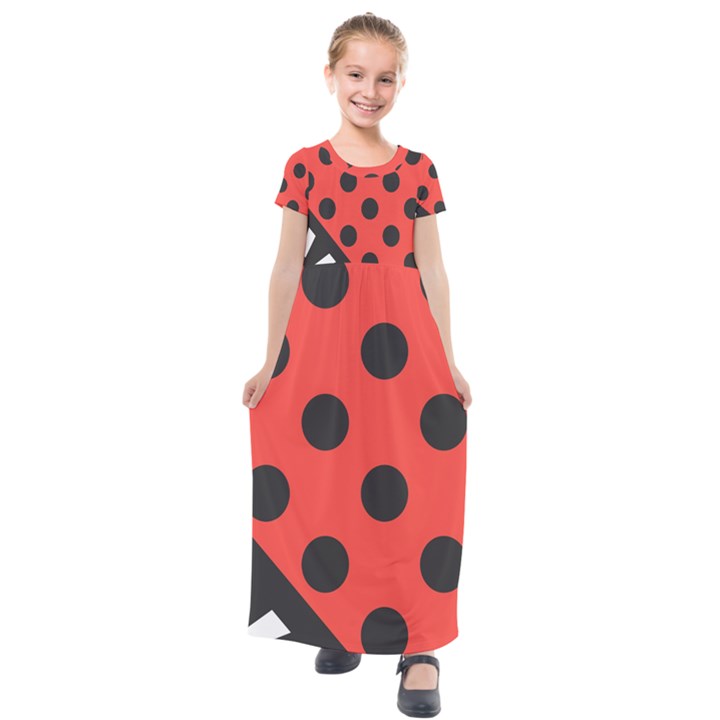 Bug Cubism Flat Insect pattern Kids  Short Sleeve Maxi Dress