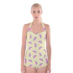 Watermelon Wallpapers  Creative Illustration And Pattern Boyleg Halter Swimsuit  by BangZart