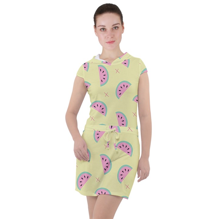 Watermelon Wallpapers  Creative Illustration And Pattern Drawstring Hooded Dress