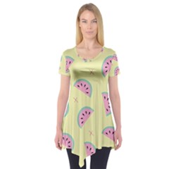 Watermelon Wallpapers  Creative Illustration And Pattern Short Sleeve Tunic  by BangZart