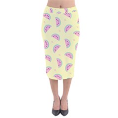 Watermelon Wallpapers  Creative Illustration And Pattern Velvet Midi Pencil Skirt by BangZart