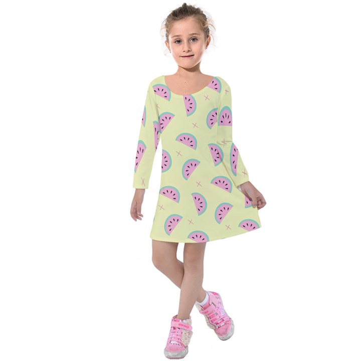 Watermelon Wallpapers  Creative Illustration And Pattern Kids  Long Sleeve Velvet Dress