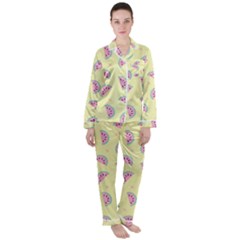 Watermelon Wallpapers  Creative Illustration And Pattern Satin Long Sleeve Pyjamas Set