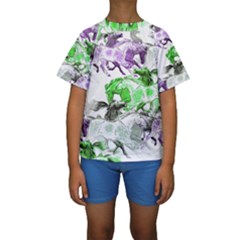 Horse Animal World Green Kids  Short Sleeve Swimwear by BangZart