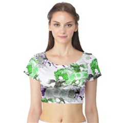 Horse Animal World Green Short Sleeve Crop Top by BangZart