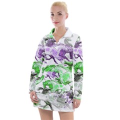 Horse Animal World Green Women s Long Sleeve Casual Dress