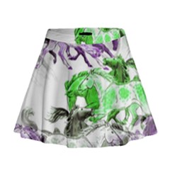 Horse Animal World Green Mini Flare Skirt by BangZart