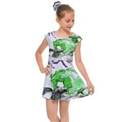 Horse Animal World Green Kids  Cap Sleeve Dress by BangZart