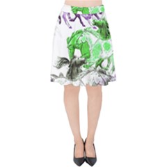 Horse Animal World Green Velvet High Waist Skirt by BangZart