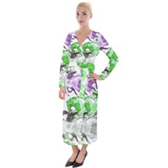 Horse Animal World Green Velvet Maxi Wrap Dress