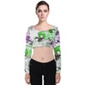 Horse Animal World Green Velvet Long Sleeve Crop Top View1