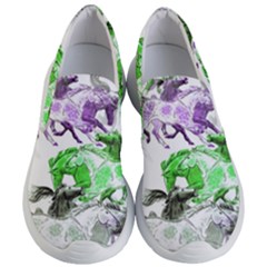 Horse Animal World Green Women s Lightweight Slip Ons by BangZart