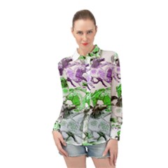 Horse Animal World Green Long Sleeve Chiffon Shirt